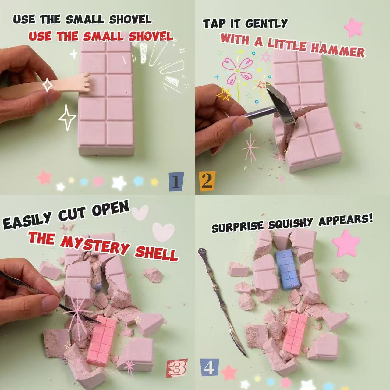 FUFUSQUISHY Chocolate Bar Squishy Dig Kit