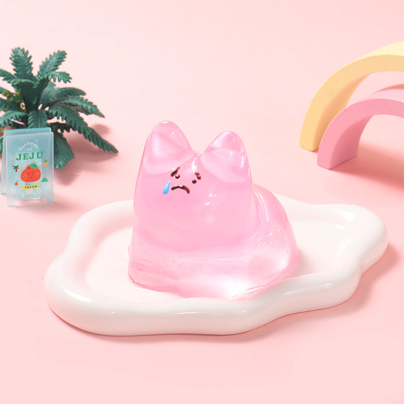 250g Crystal Pink Sad Face Bunny Taba Squishy