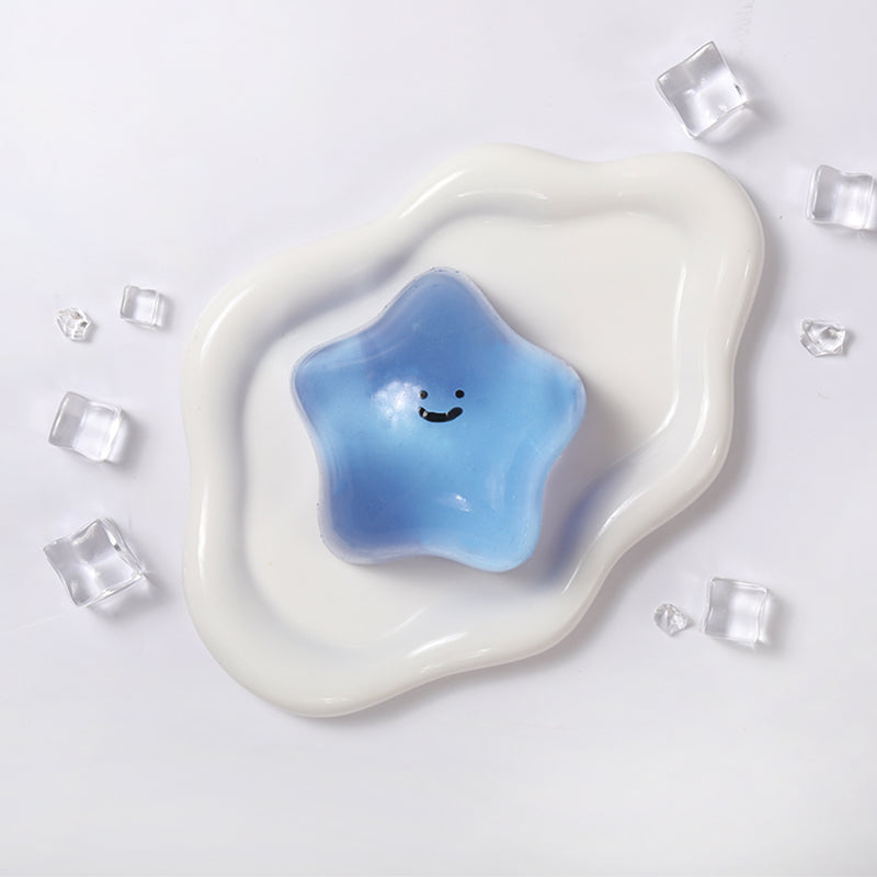 180g Crystal Blue Transparent Smiley Star Taba Squishy