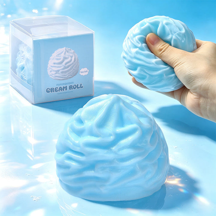 FUFUSQUISHY Blue Cream Roll Squishy Fidget Toy Stress Ball