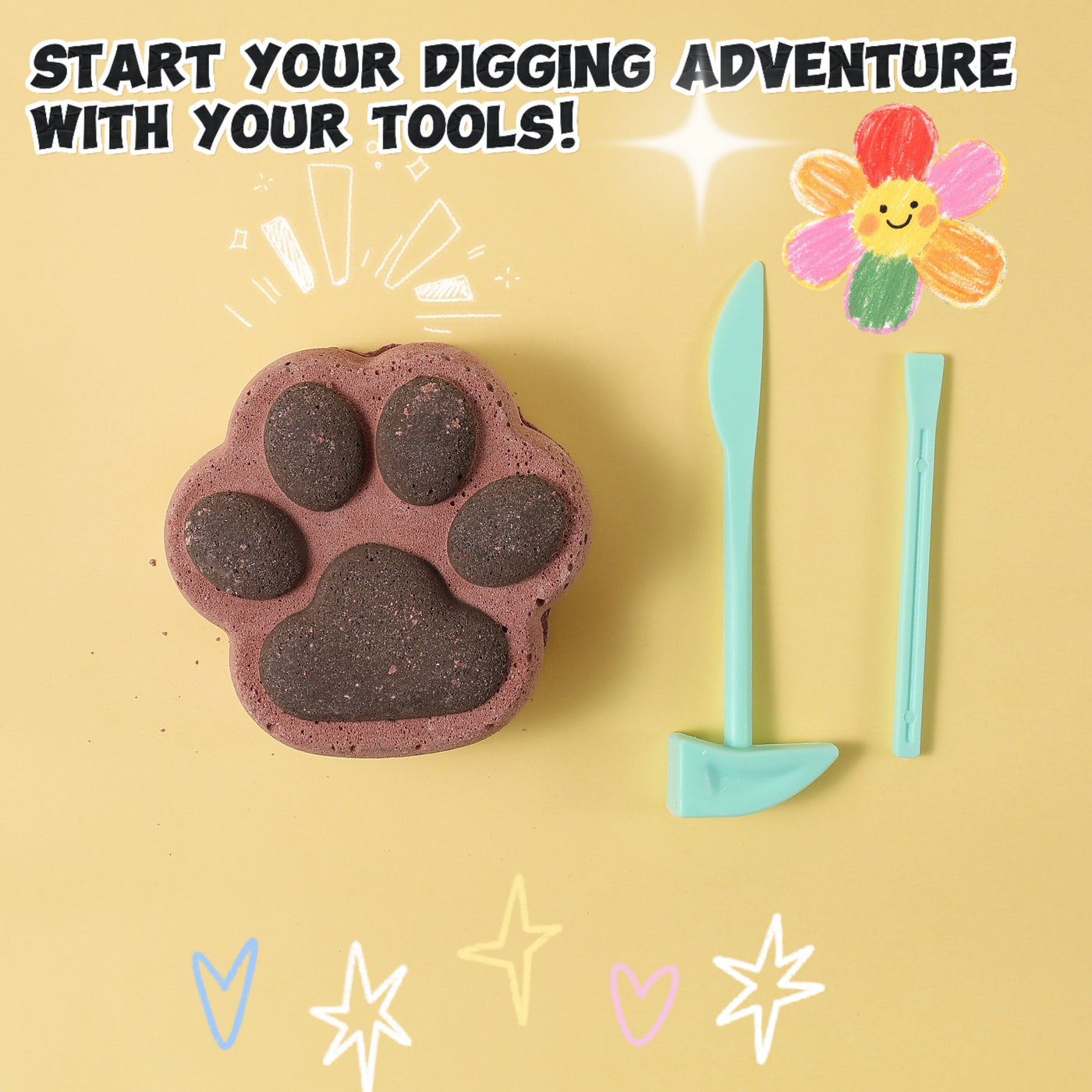 FUFUSQUISHY Chocolate Middle Large Cat Paw Dig Kit (20+ mini cat paw squishies)