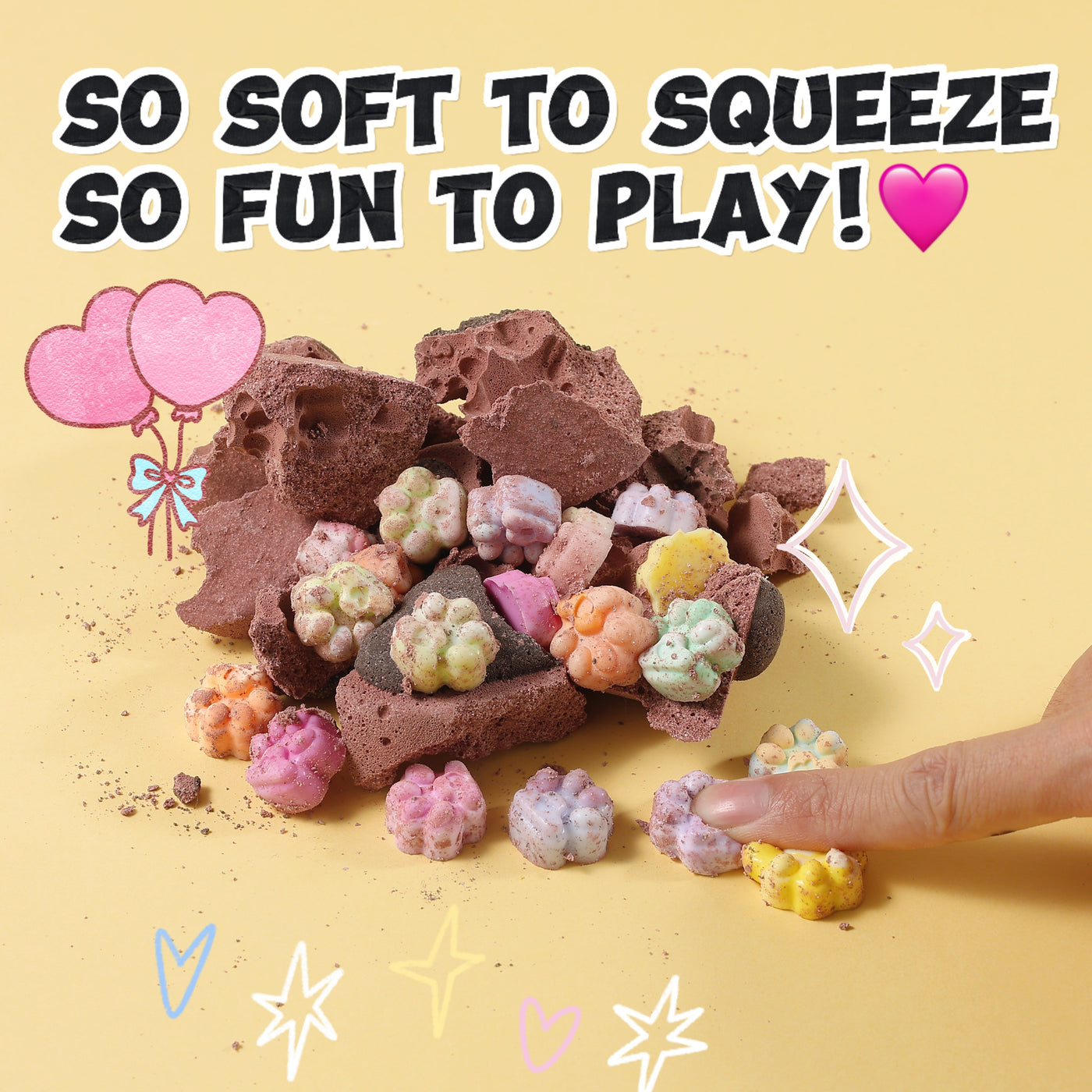FUFUSQUISHY Chocolate Middle Large Cat Paw Dig Kit (20+ mini cat paw squishies)