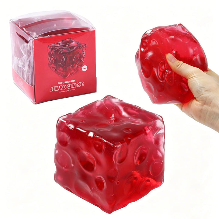 FUFUSQUISHY Crystal Red Jumbo Cheese Squishy  Original Sensory