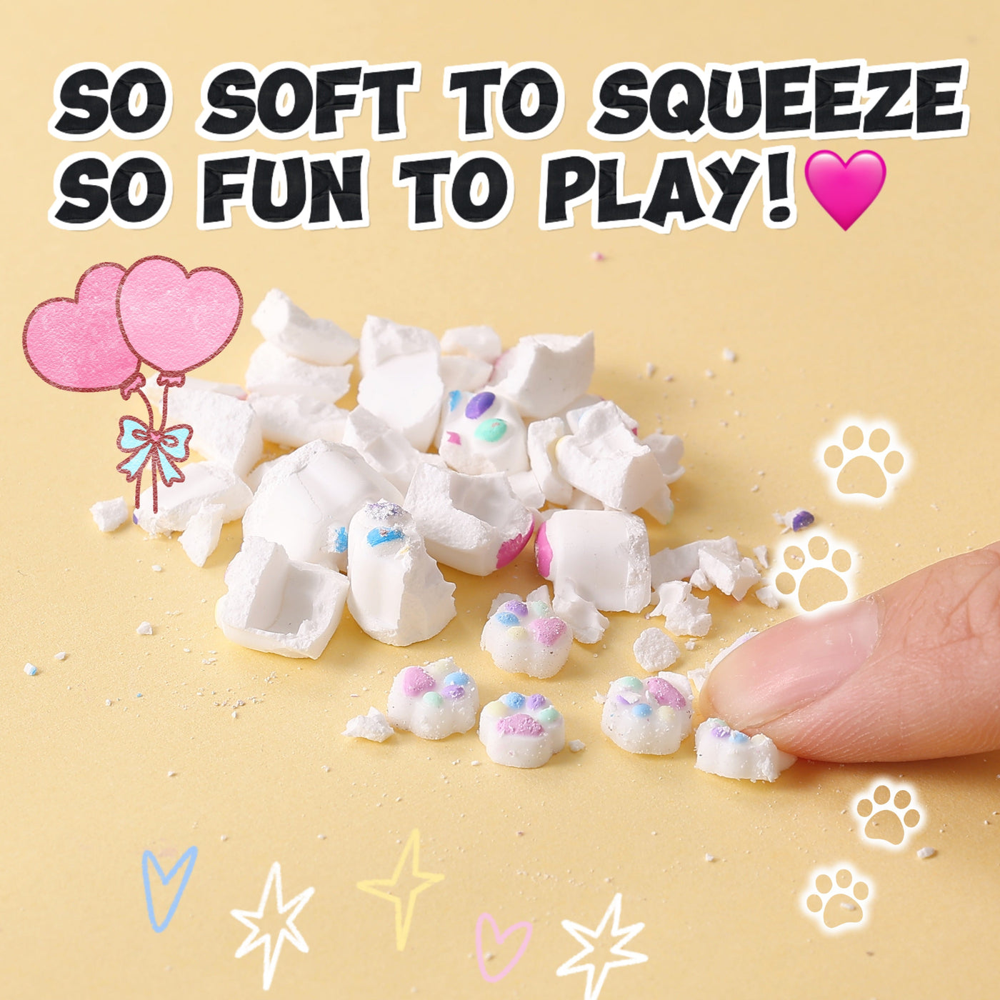 FUFUSQUISHY 7pc Mini Cat Paw Squishy Dig Kit