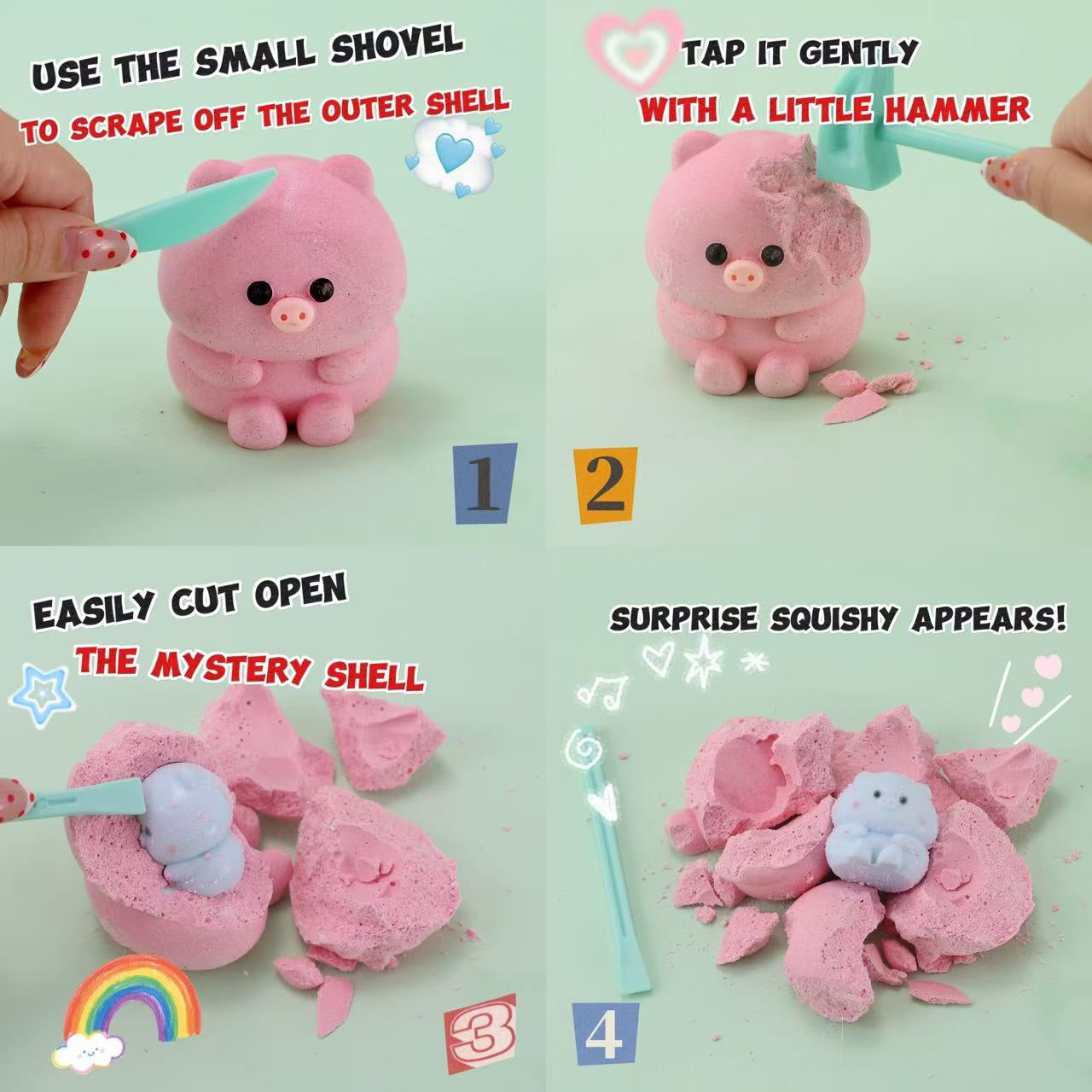 FUFUSQUISHY Little Pig Squishy Dig Kit