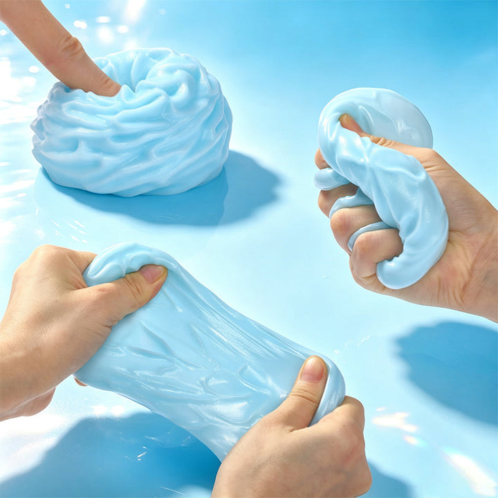 FUFUSQUISHY Blue Cream Roll Squishy Fidget Toy Stress Ball