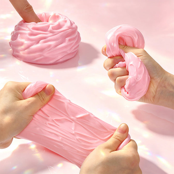 FUFUSQUISHY Pink Cream Roll Squishy Fidget Toy Stress Ball