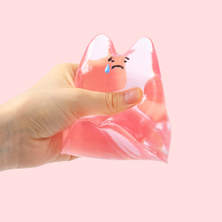 250g Crystal Pink Sad Face Bunny Taba Squishy