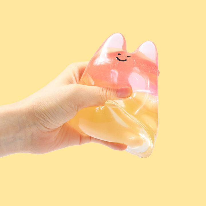250g Crystal Yellow Pink Smile Face Bunny Taba Squishy