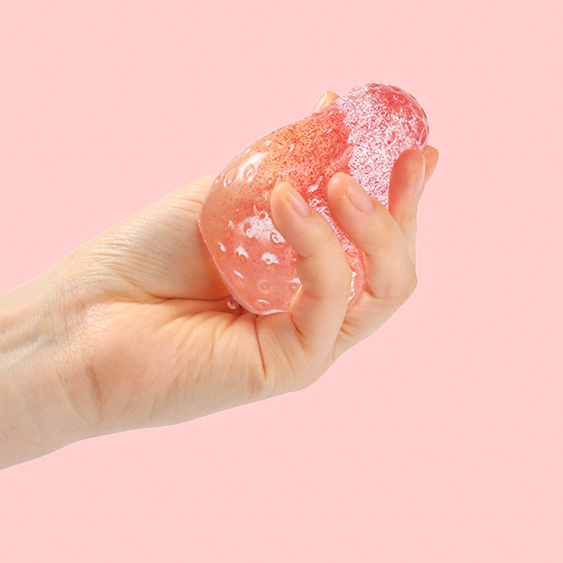 130g Crystal Strawberry with Starry Red Sparkle Taba Squishy