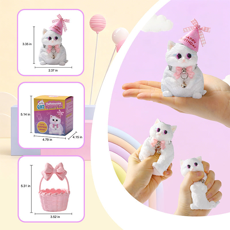 FUFUSQUISHY Cat Series Blind Box, FUFU SQUISHY Handmade Kawaii Cat Squishy Toys, Soft Sensory Fidget Toys, Cute Collectible Stress Relief Toys for Kids, Party Favors & Birthday Gifts