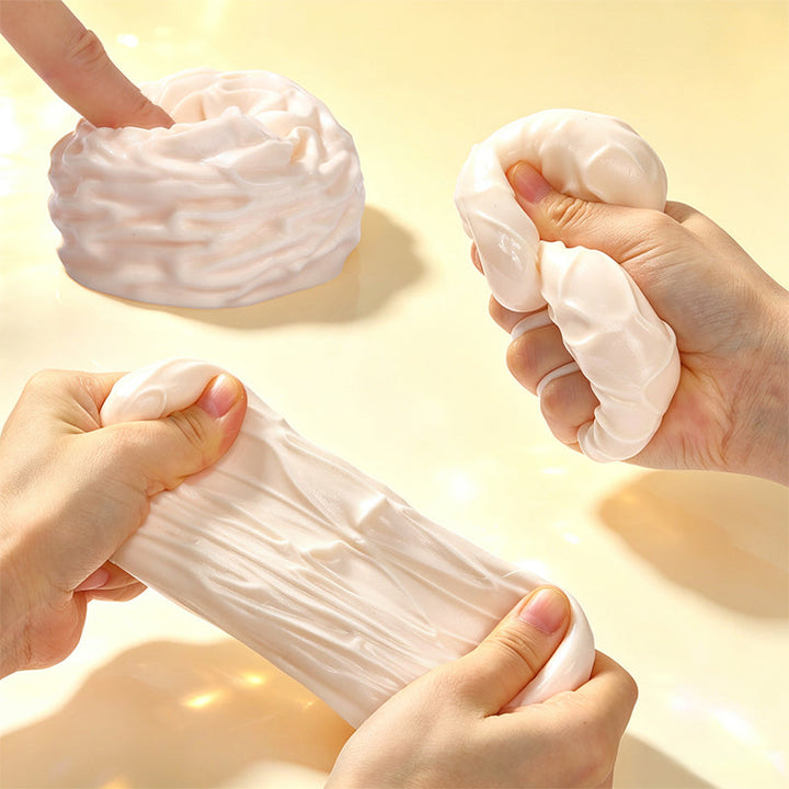 FUFUSQUISHY White Cream Roll Squishy Fidget Toy Stress Ball