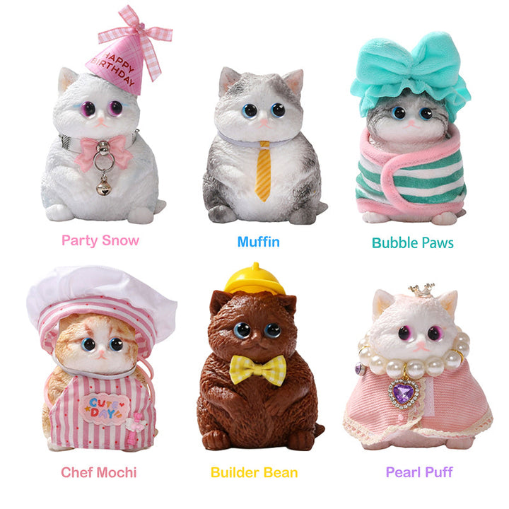 FUFUSQUISHY Cat Series Blind Box, FUFU SQUISHY Handmade Kawaii Cat Squishy Toys, Soft Sensory Fidget Toys, Cute Collectible Stress Relief Toys for Kids, Party Favors & Birthday Gifts