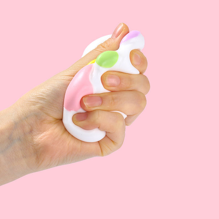80g White Base Pink with Rainbow Cat Paw Taba Squishy