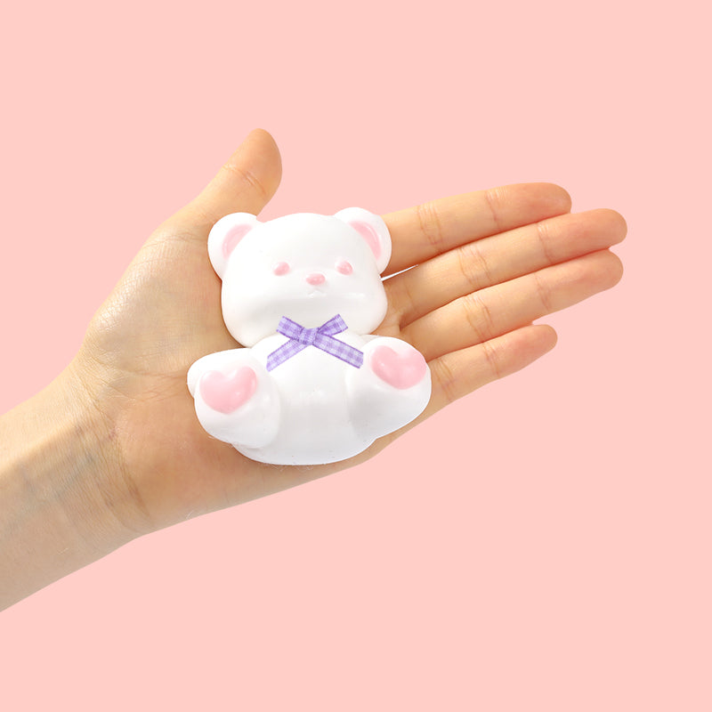 Little White Heart Bear Taba Squishy
