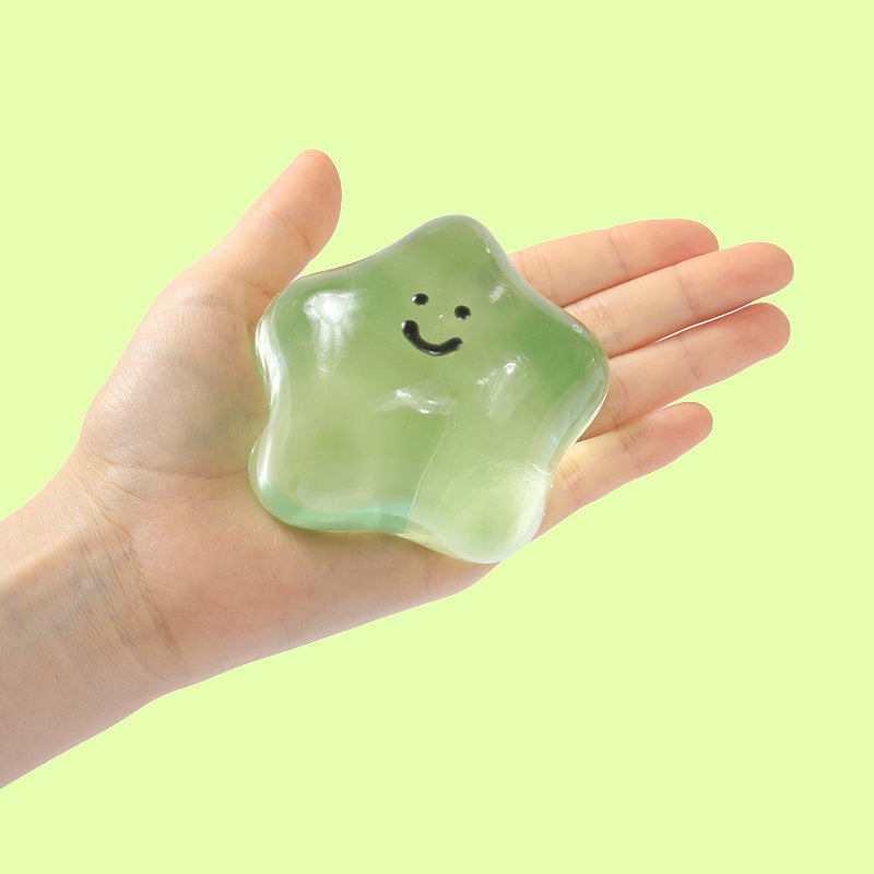 180g Crystal Green Transparent Smiley Star Taba Squishy