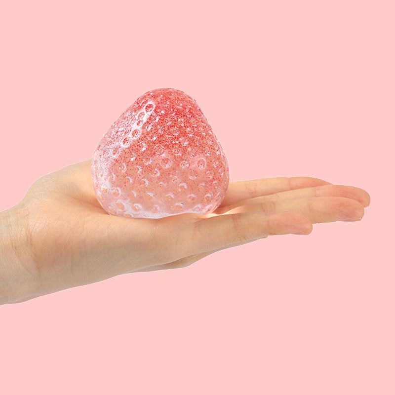 130g Crystal Strawberry with Starry Red Sparkle Taba Squishy