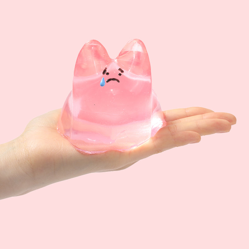 250g Crystal Pink Sad Face Bunny Taba Squishy