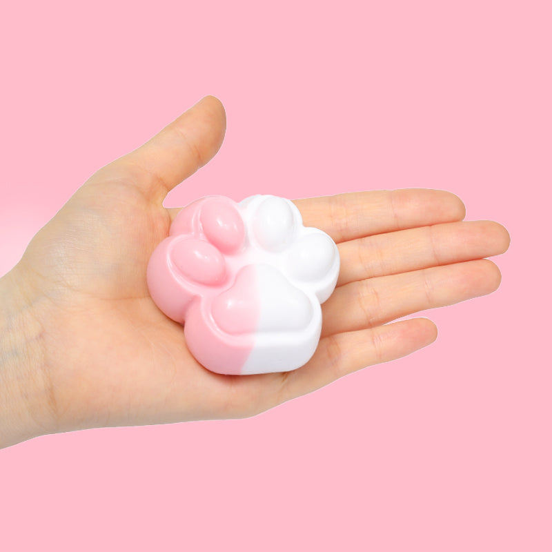 Pink &White Pastel Two-Tone Cat Paw Taba Squishy