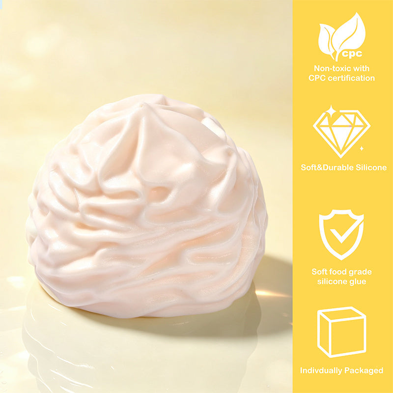 FUFUSQUISHY White Cream Roll Squishy Fidget Toy Stress Ball
