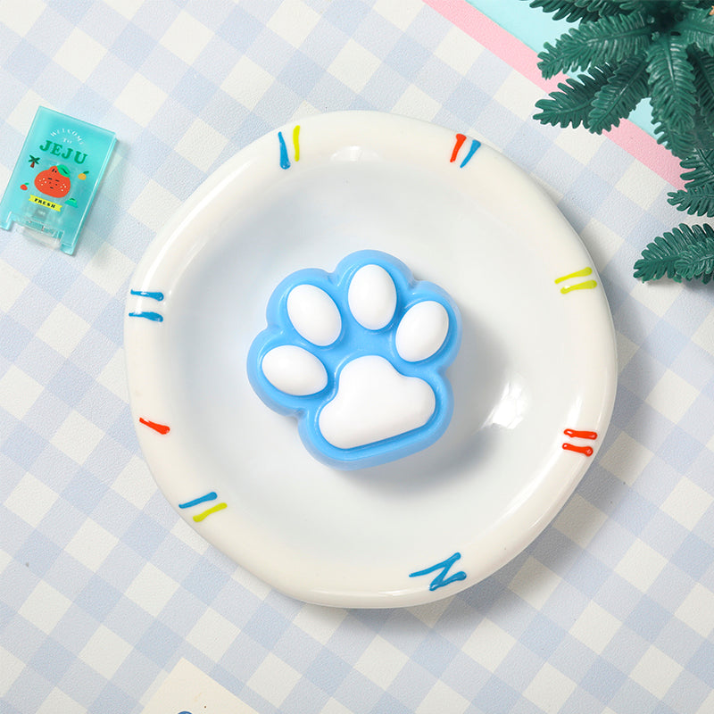 Deep Blue Based White Cat Paw Taba Squishy