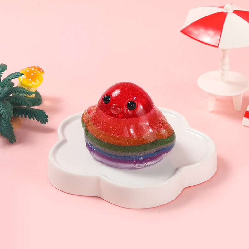 200g Crystal Rainbow Cute Chicken Taba Squishy