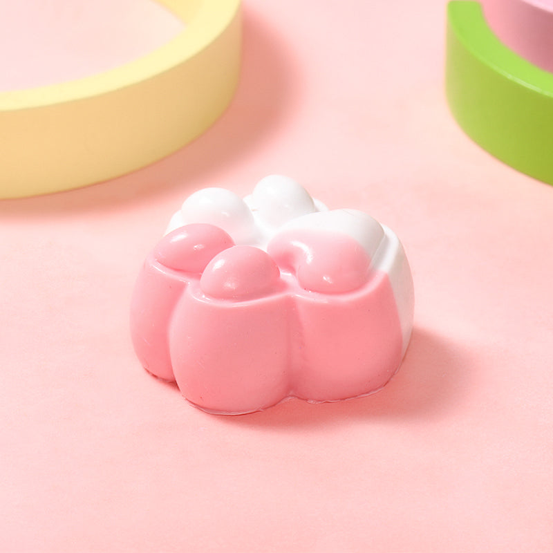 Pink &White Pastel Two-Tone Cat Paw Taba Squishy