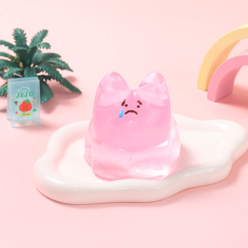 250g Crystal Pink Sad Face Bunny Taba Squishy