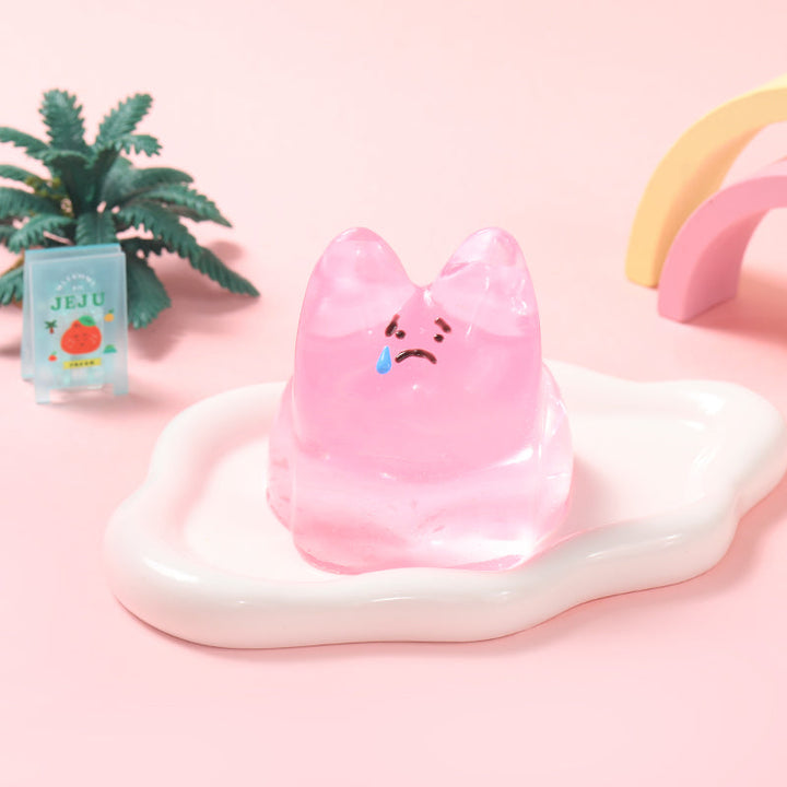 250g Crystal Pink Sad Face Bunny Taba Squishy