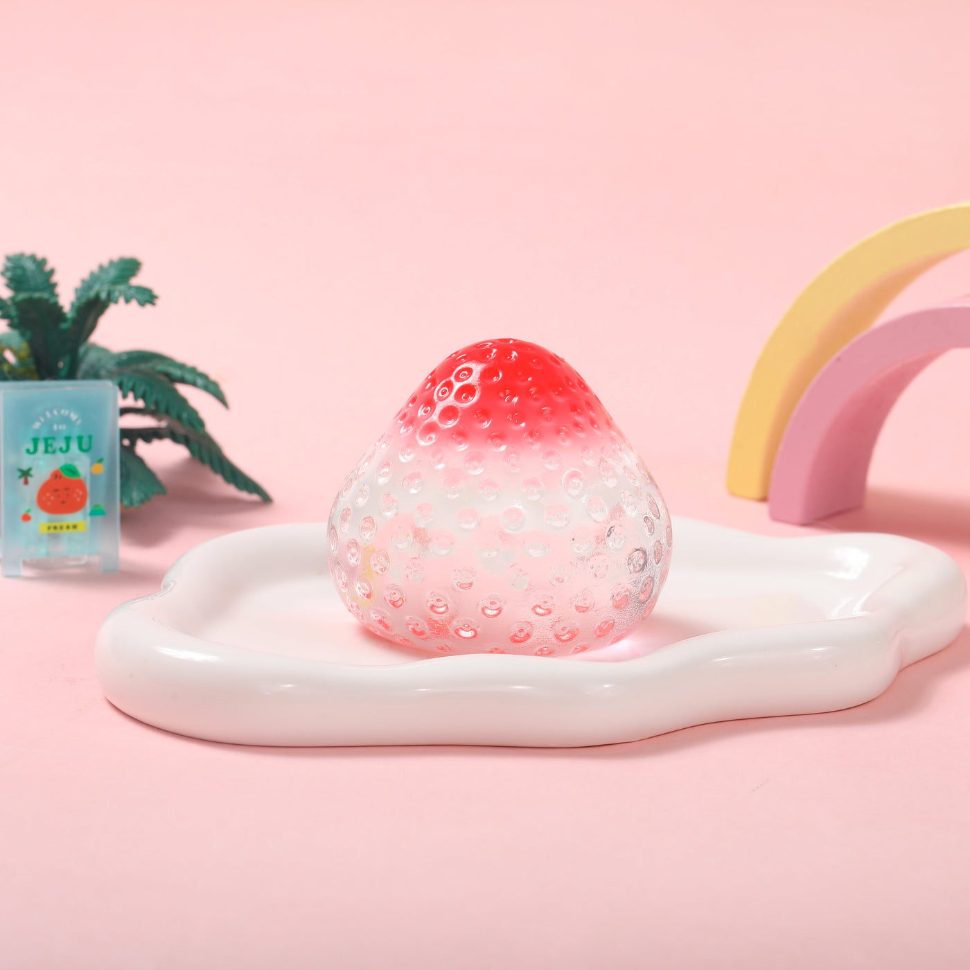 130g Red-Topped Transparent Strawberry Taba Squishy