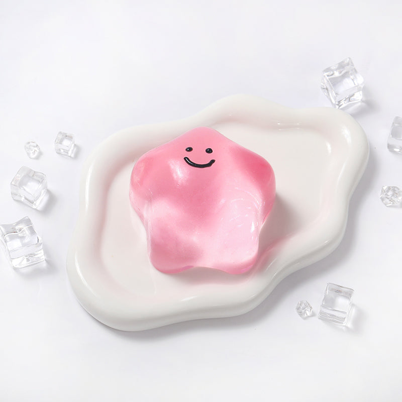 180g Crystal Pink Transparent Smiley Star Taba Squishy