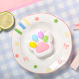 80g White Base Pink with Rainbow Cat Paw Taba Squishy