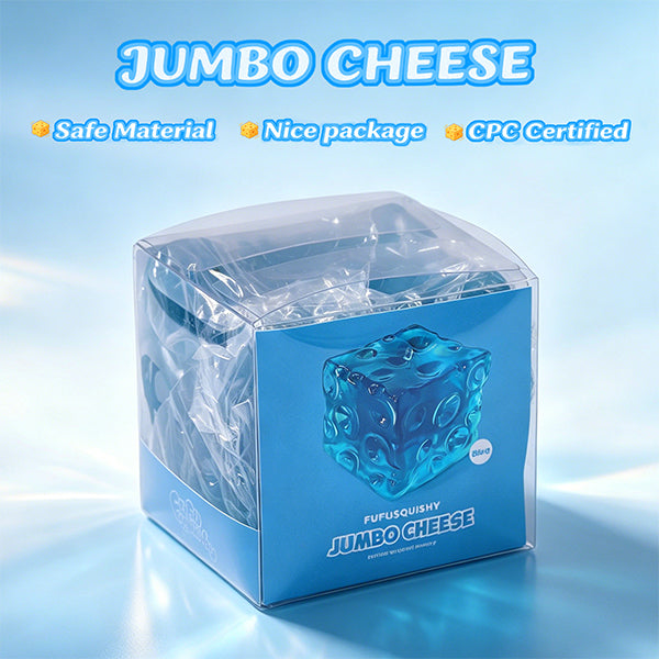 FUFUSQUISHY Crystal Blue Jumbo Cheese Squishy Original Sensory
