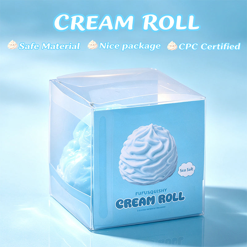 FUFUSQUISHY Blue Cream Roll Squishy Fidget Toy Stress Ball