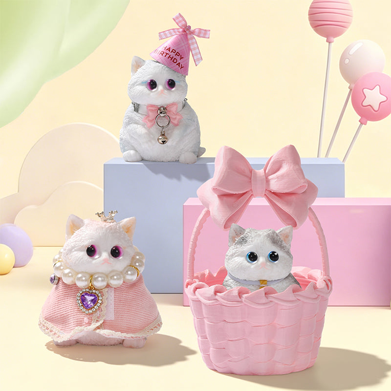 FUFUSQUISHY Cat Series Blind Box, FUFU SQUISHY Handmade Kawaii Cat Squishy Toys, Soft Sensory Fidget Toys, Cute Collectible Stress Relief Toys for Kids, Party Favors & Birthday Gifts