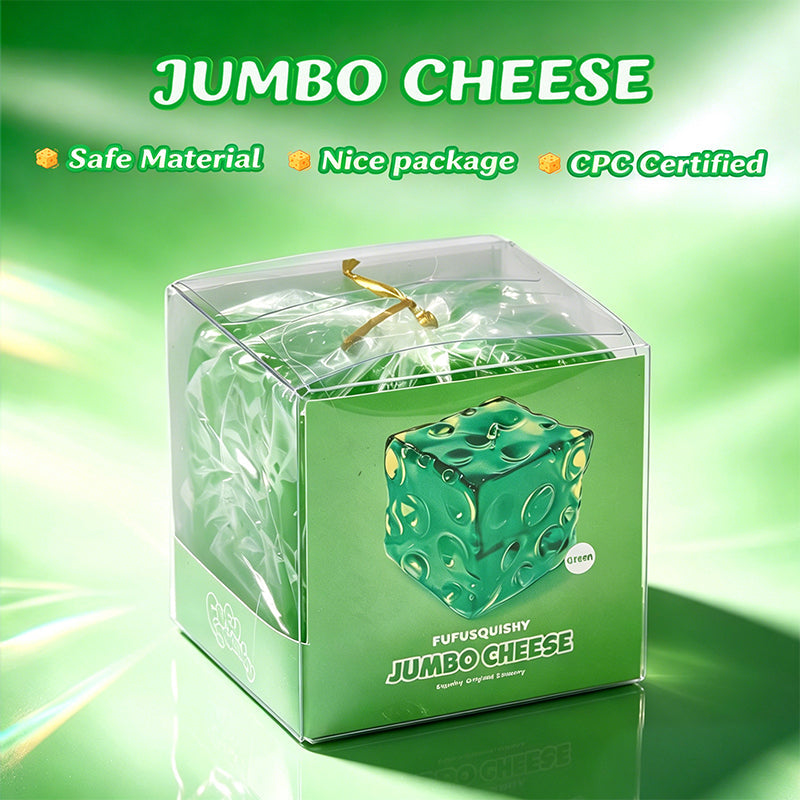 FUFUSQUISHY Jumbo Cheese Squishy Fidget Toy Stress Ball