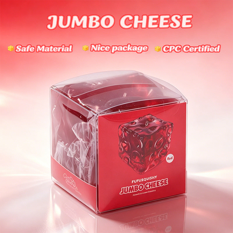 FUFUSQUISHY Crystal Red Jumbo Cheese Squishy  Original Sensory