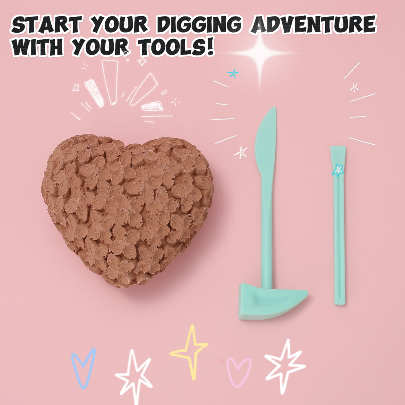 FUFUSQUISHY Flower Heart Squishy Dig Kit