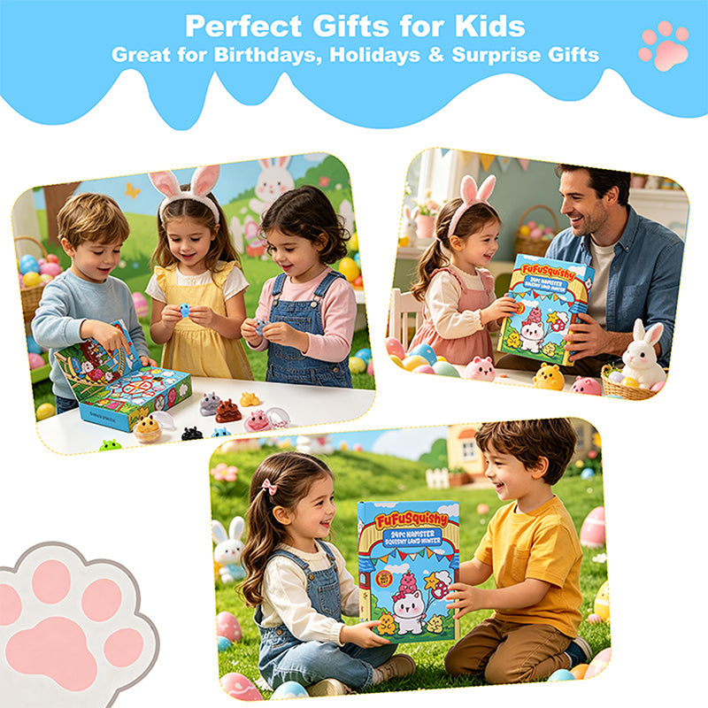 FUFUSQUISHY 24PCS Hamster Squishies Pop Box, Keychain Set, Individually Wrapped Balls,  Classroom Prizes and Party Favors