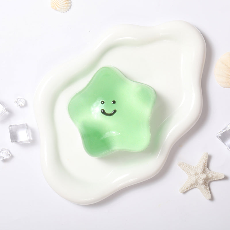 180g Crystal Green Transparent Smiley Star Taba Squishy