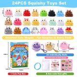 FUFUSQUISHY 24PCS Hamster Squishies Pop Box, Keychain Set, Individually Wrapped Balls,  Classroom Prizes and Party Favors