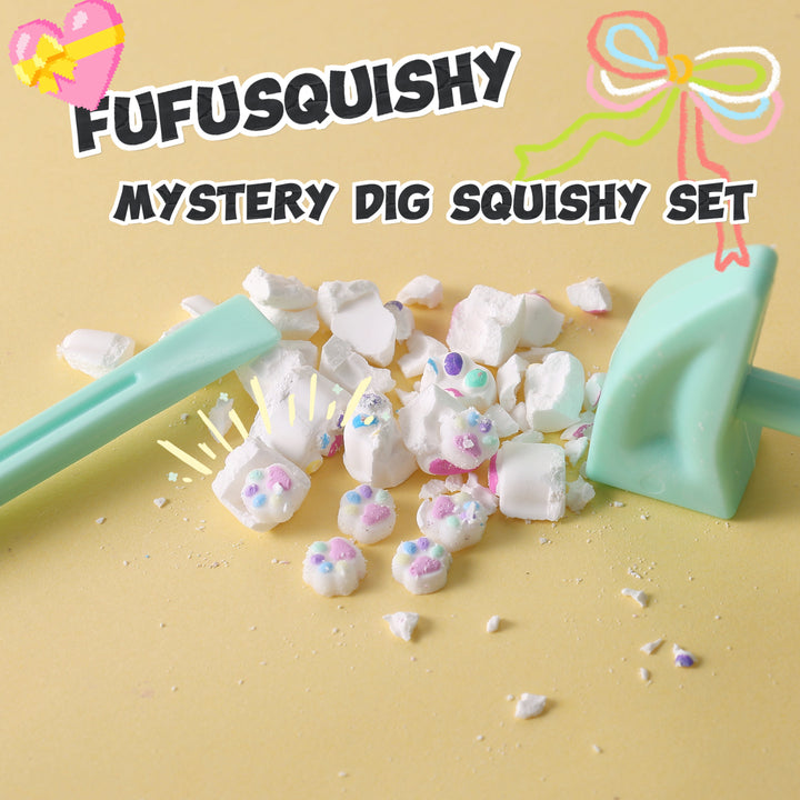 FUFUSQUISHY 7pc Mini Cat Paw Squishy Dig Kit