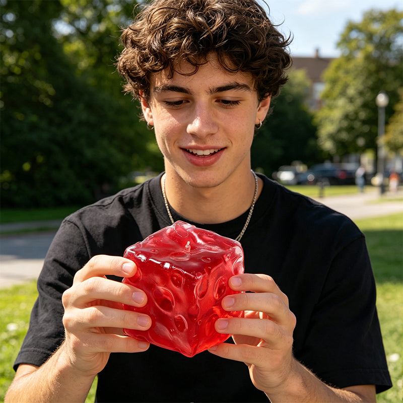 FUFUSQUISHY Crystal Red Jumbo Cheese Squishy  Original Sensory