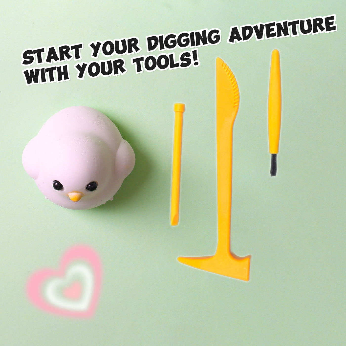 FUFUSQUISHY White Chicken Squishy Dig Kit
