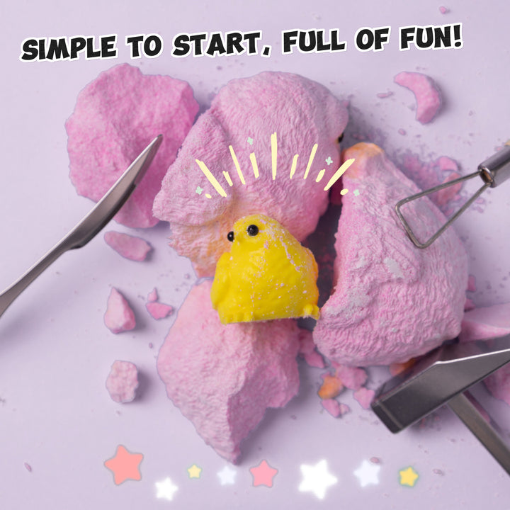 FUFUSQUISHY Pink Realistic Chicken Squishy Dig Kit