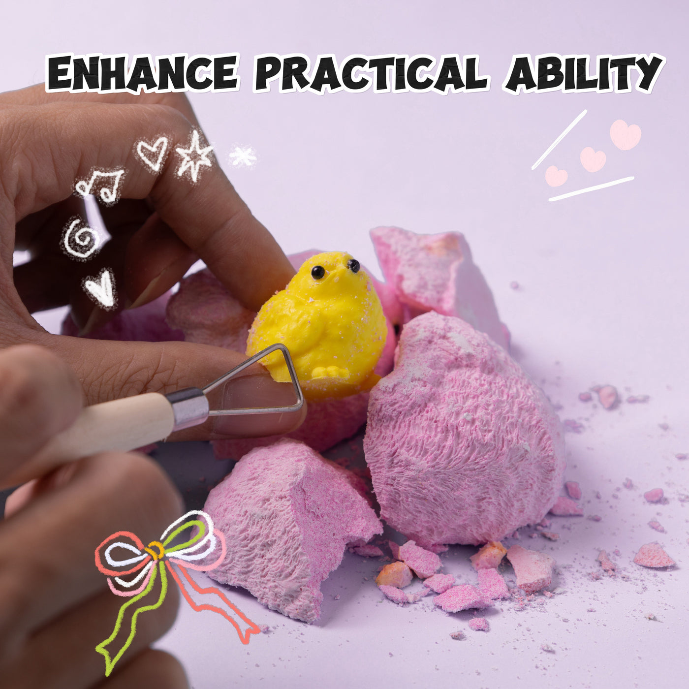 FUFUSQUISHY Pink Realistic Chicken Squishy Dig Kit