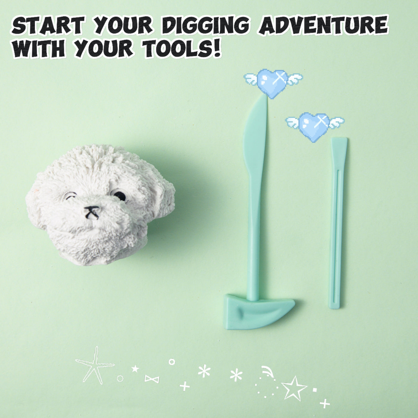 FUFUSQUISHY Puppy Head Squishy Dig Kit