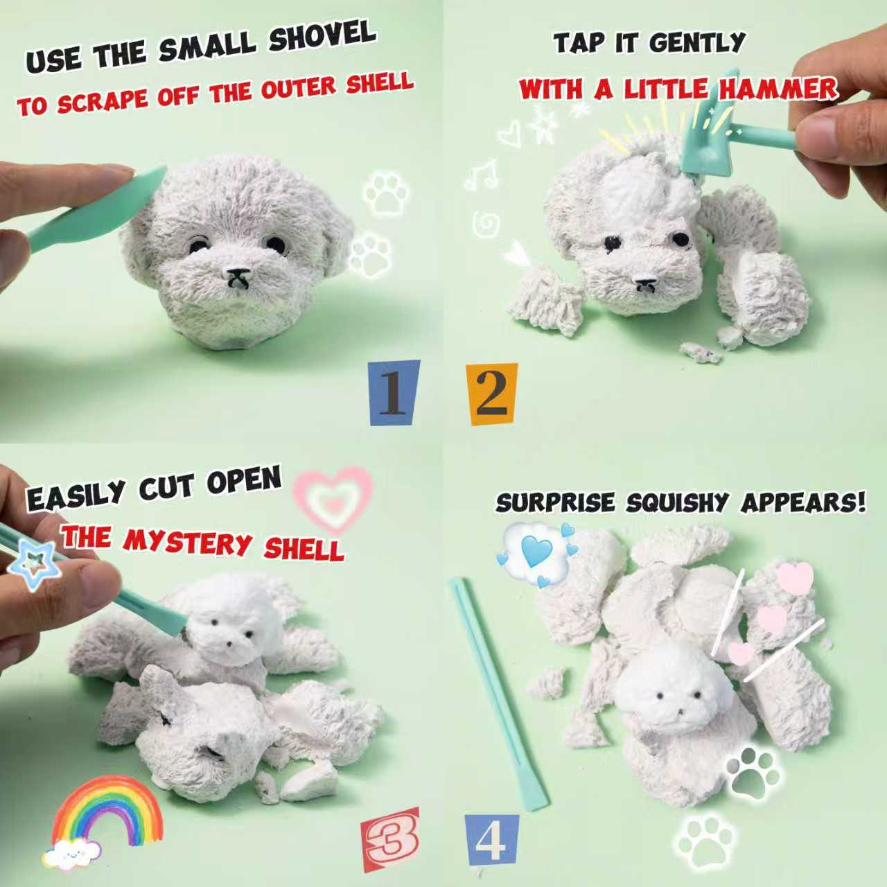 FUFUSQUISHY Puppy Head Squishy Dig Kit