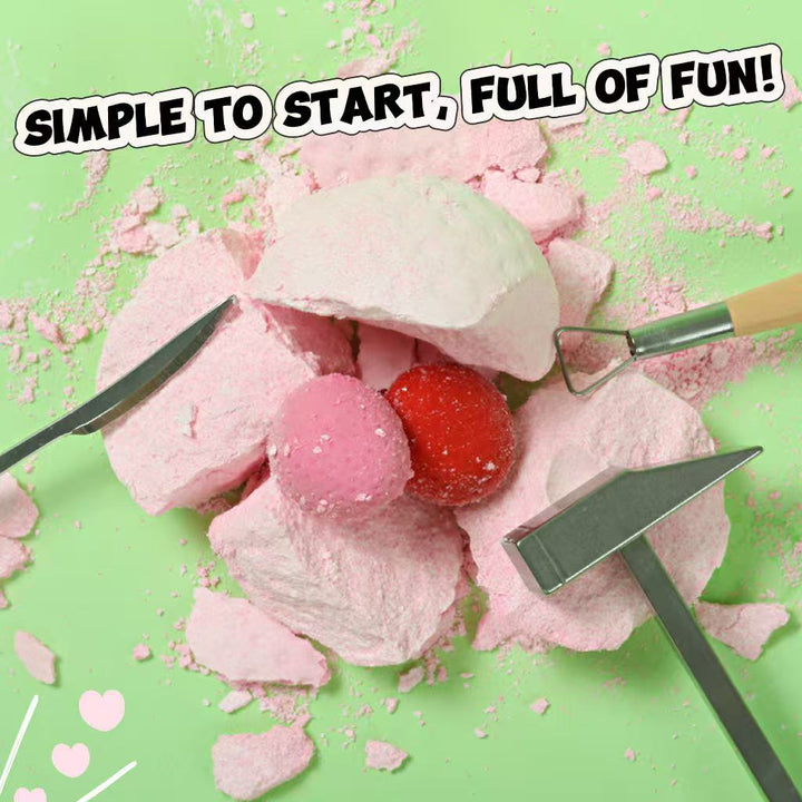 FUFUSQUISHY Pink Strawberry Squishy Dig Kit