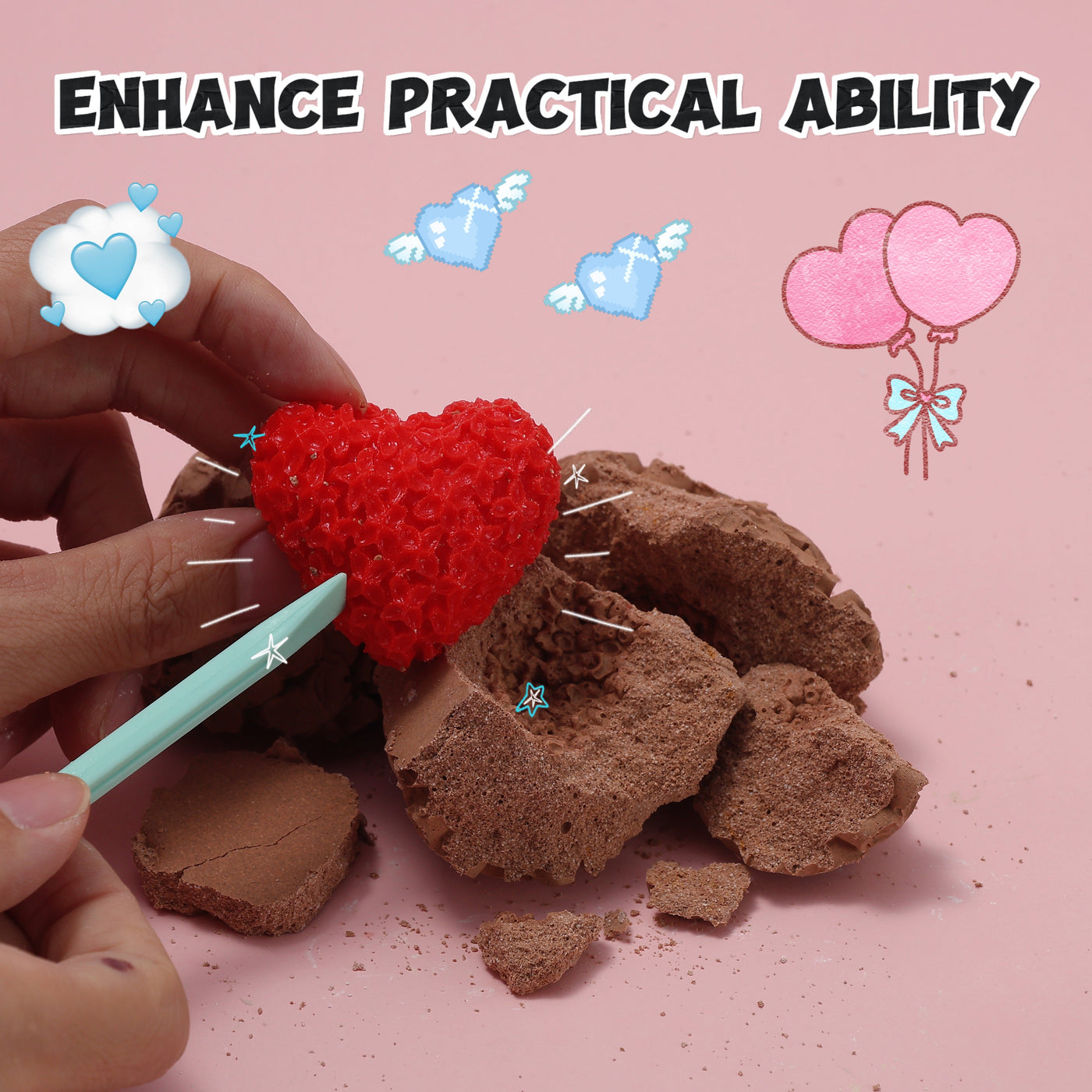 FUFUSQUISHY Flower Heart Squishy Dig Kit